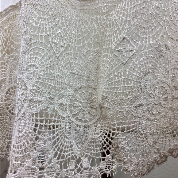 Ecote Ivory Lace Off Shoulder Bohemian Shirt XS - Picture 6 of 7